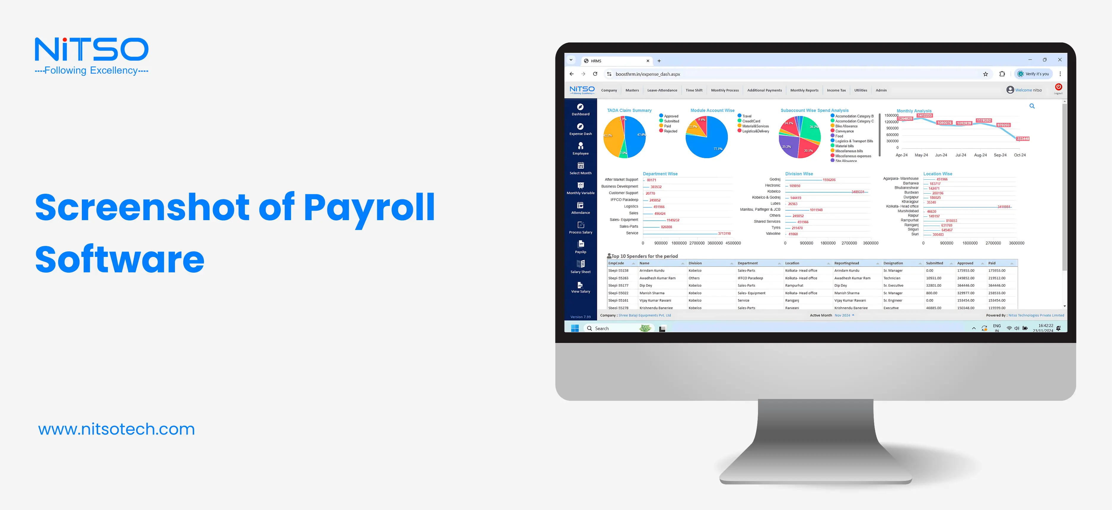 screenshot of payroll management software